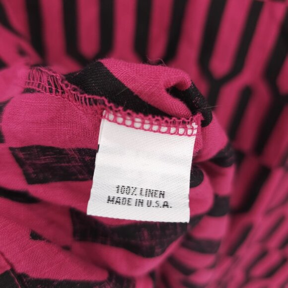 NEW BRYN WALKER Linen Shirt Fuchsia Pink Black Geometric OVERSIZED Size 1X - Picture 8 of 9